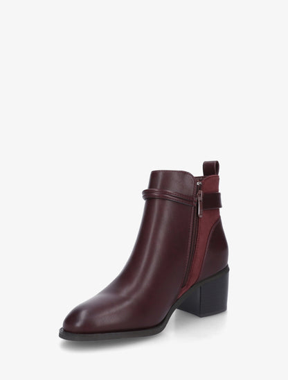 Bottines en simili et suédine - Bordeaux - 3