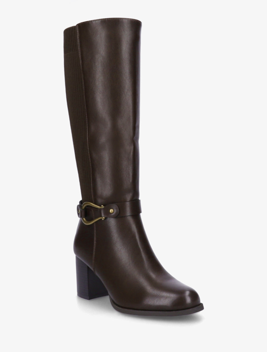 Bottes unies bimatière - Marron - 2