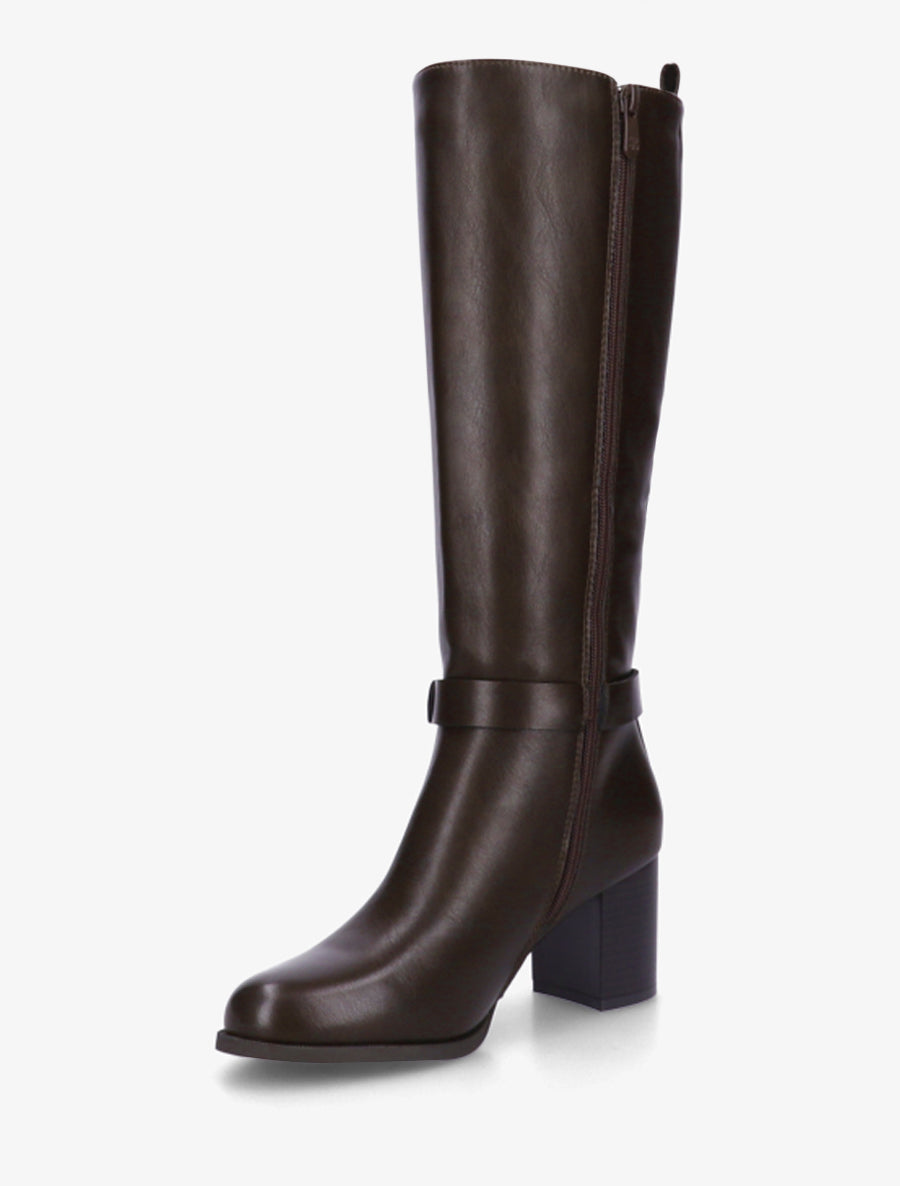 Bottes unies bimatière - Marron - 3
