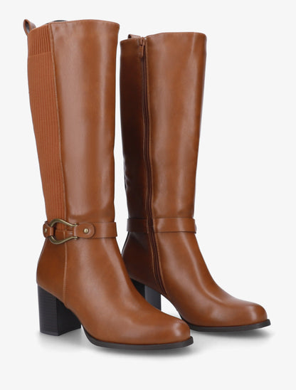 Bottes unies bimatière - Camel - 4