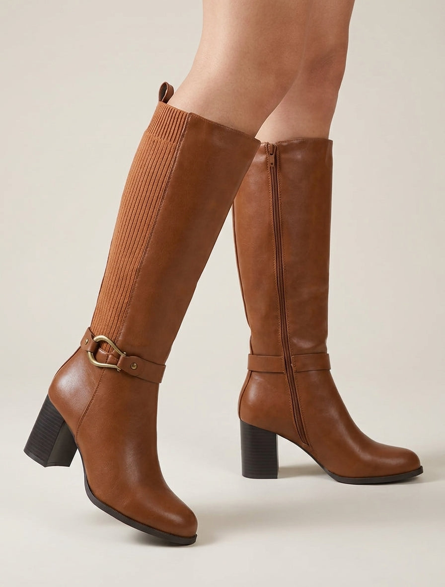 Botas lisas bicolor - Camello