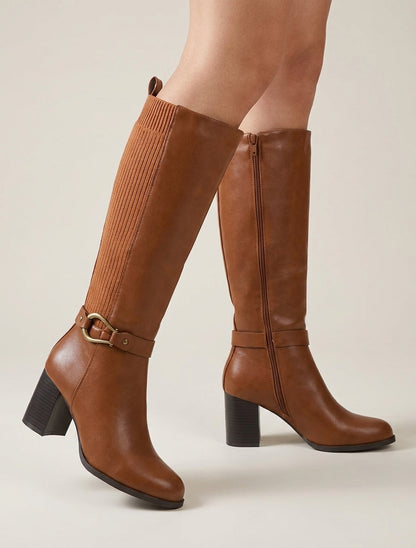Botas lisas bicolor - Camello