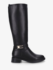 Bottes élastiquées en simili - Noir - 1