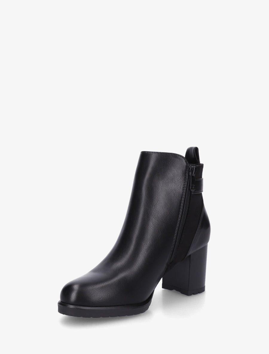 Bottines en simili et suédine à boucle métallique - Noir - 3