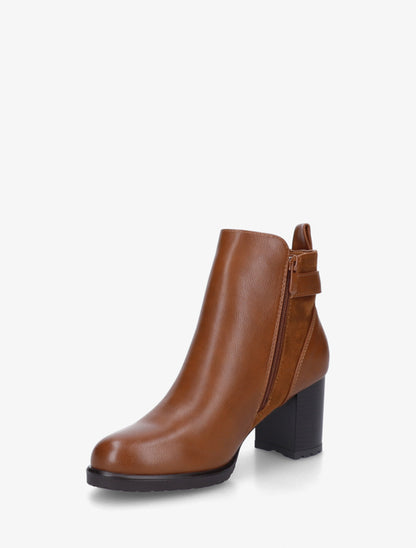 Bottines en simili et suédine à boucle métallique - Camel - 3