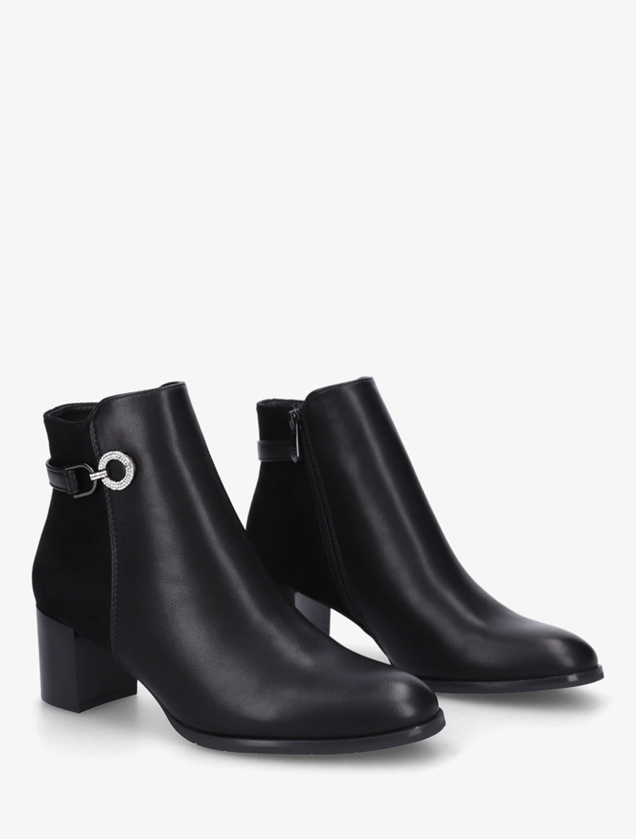 Bottines bimatière à boucle strassée - Noir - 4