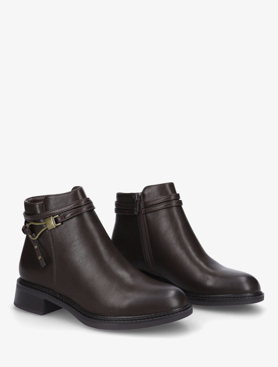 Bottines plates à boucle fantaisie - Marron - 4