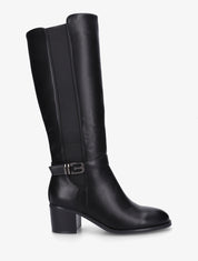 Bottes élastiquées en simili à boucle fantaisie - Noir - 1