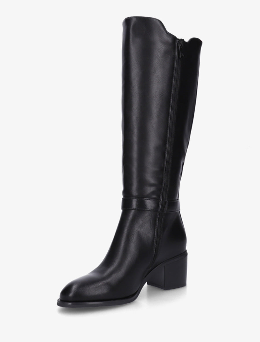 Bottes élastiquées en simili à boucle fantaisie - Noir - 3