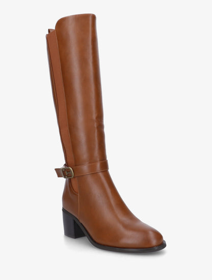 Bottes élastiquées en simili à boucle fantaisie - Camel - 2
