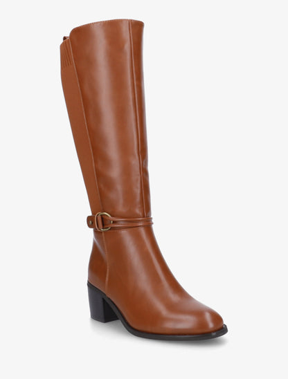 Bottes en simili et tissu à boucle ronde - Camel - 2