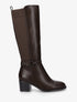 Bottes en simili et tissu à boucle ronde - Marron - 1