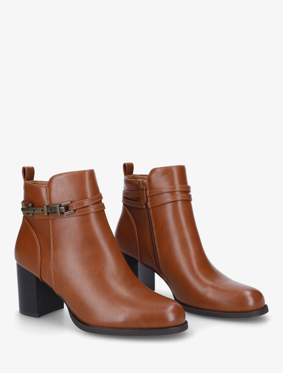 Bottines classiques en simili - Camel - 4
