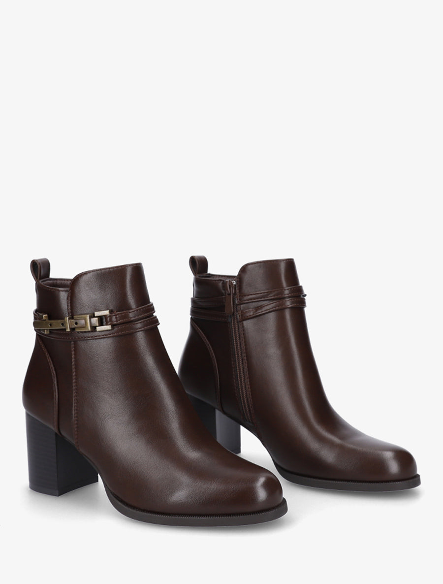 Bottines classiques en simili - Marron - 4