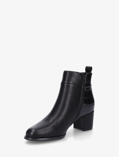 Bottines empiècement croco et bijoux métalliques - Noir - 3