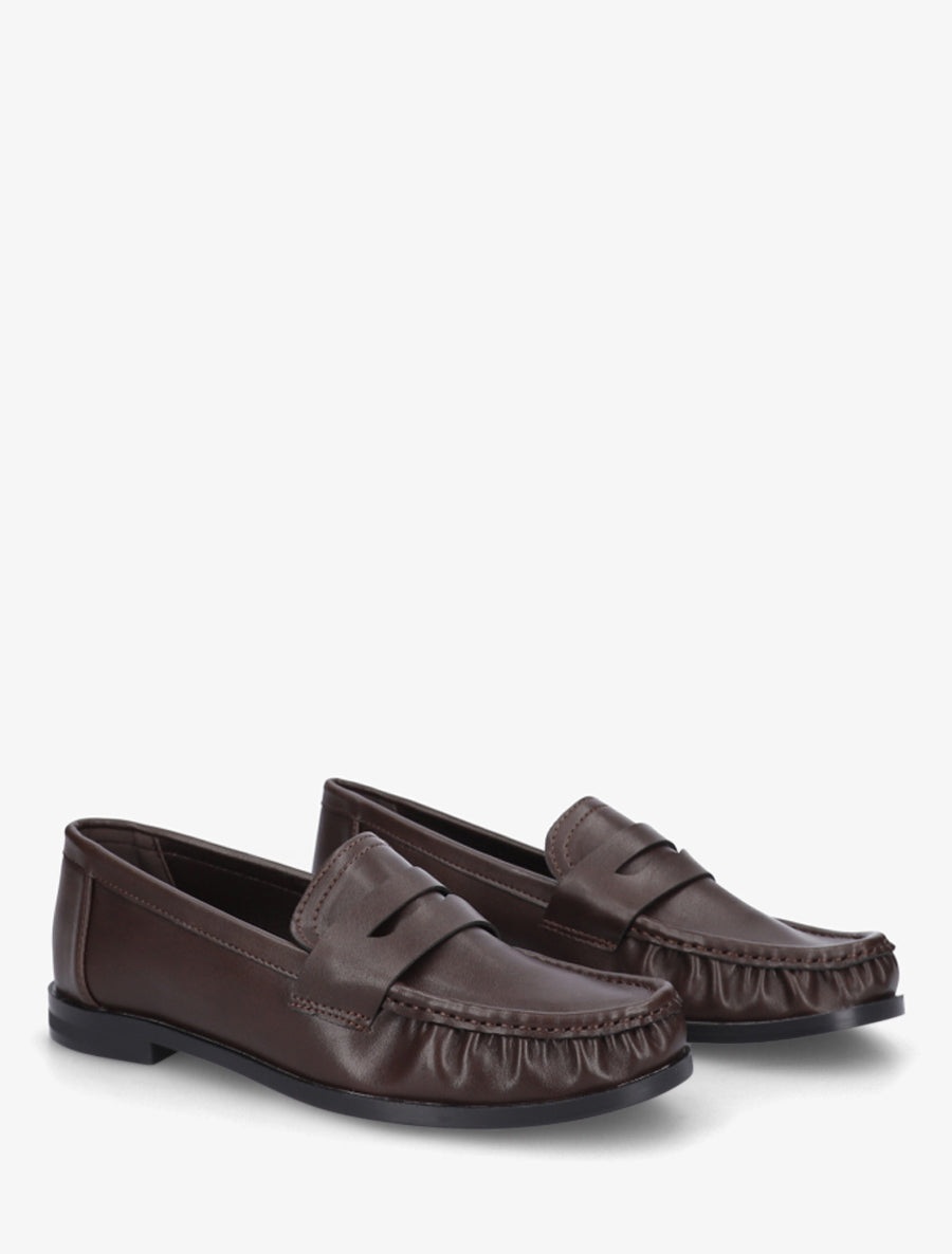 Mocassins unis en simili - Marron - 4