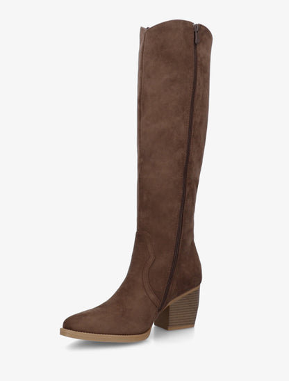 Bottes en suédine à bout pointu - Marron - 3