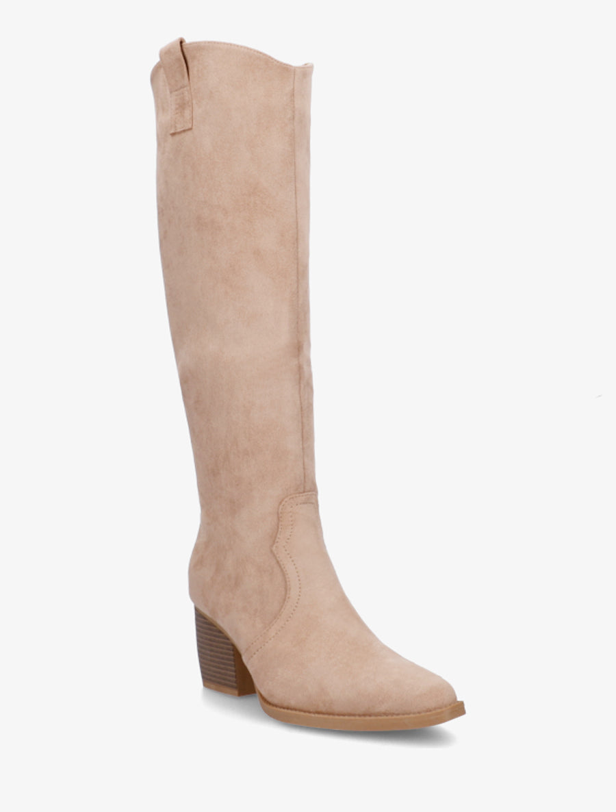 Bottes en suédine à bout pointu - Beige - 2