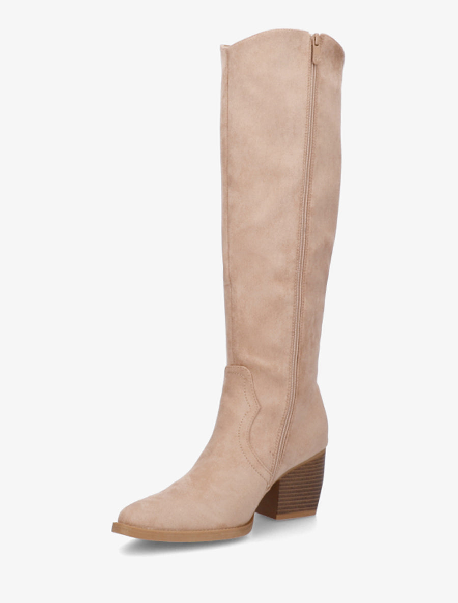 Bottes en suédine à bout pointu - Beige - 3