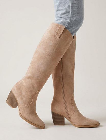 Botas de ante con punta puntiaguda - Beis