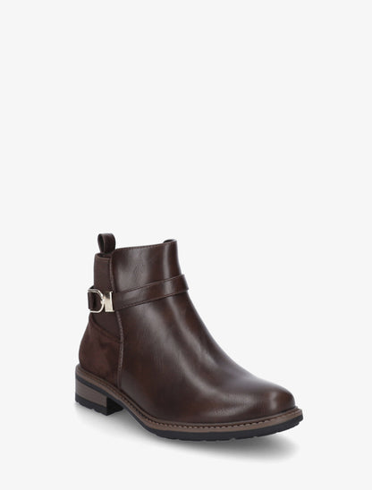 Bottines élastiquées bimatière à boucle métallique - Marron - 2