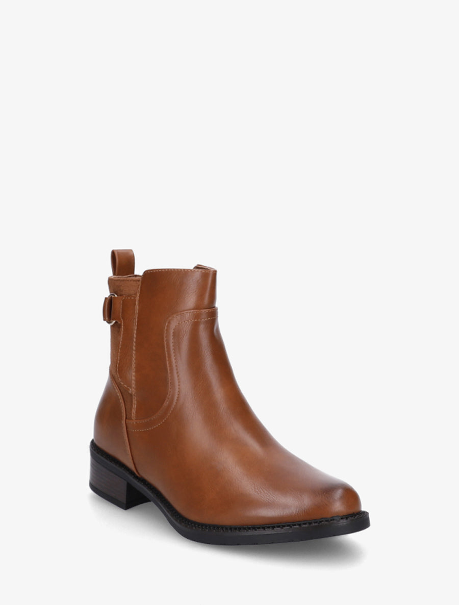Bottines en simili et suédine - Camel - 2