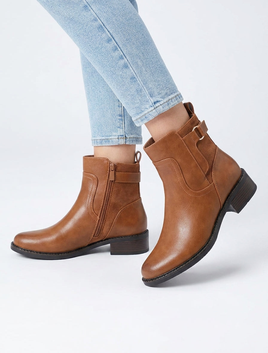 Botines de imitación y ante - Camello