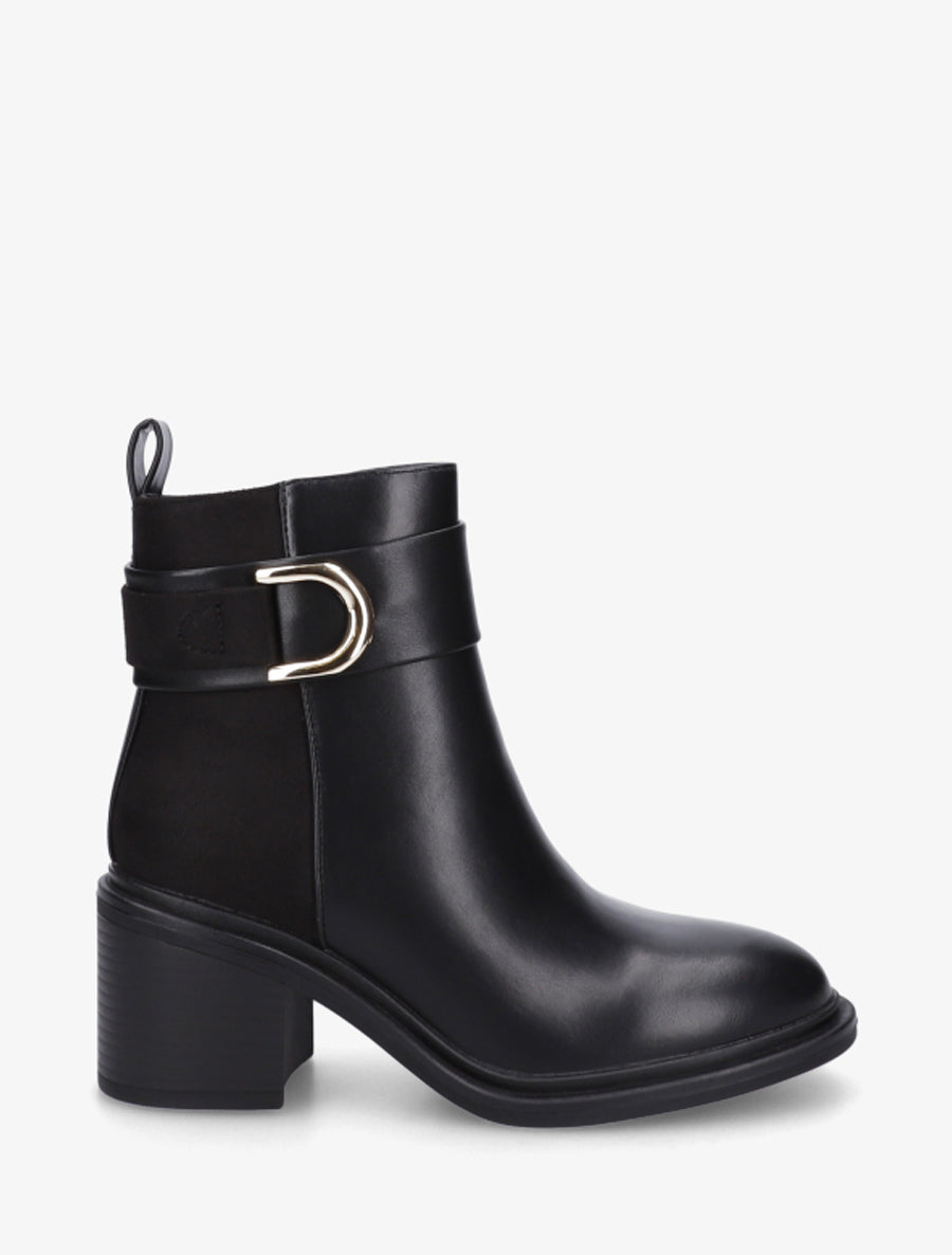 Bottines bimatière à talon bloc - Noir - 1
