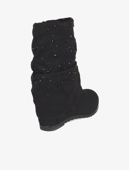 Bottines compensées strassées - noir - 4