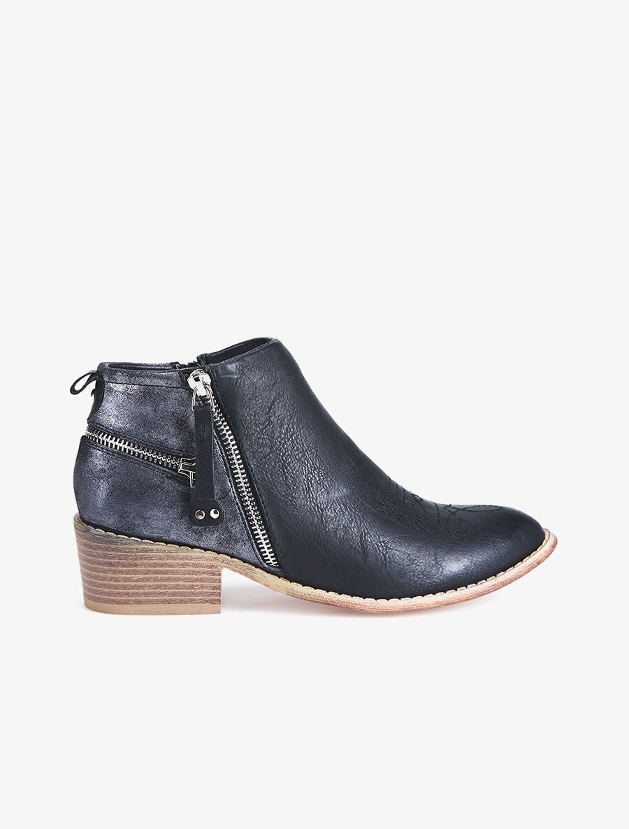 Low boots zip au dos - noir - 1
