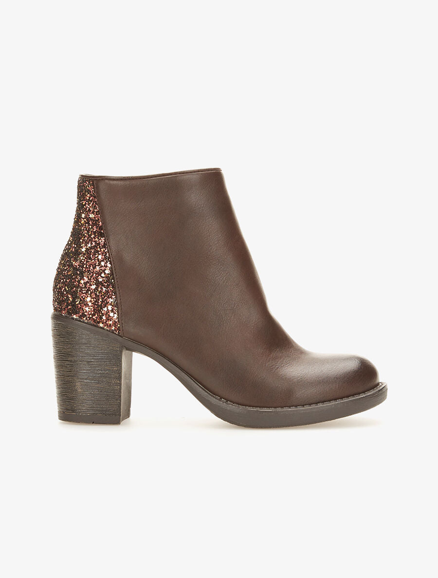 Bottines dos pailletés - Marron - 1