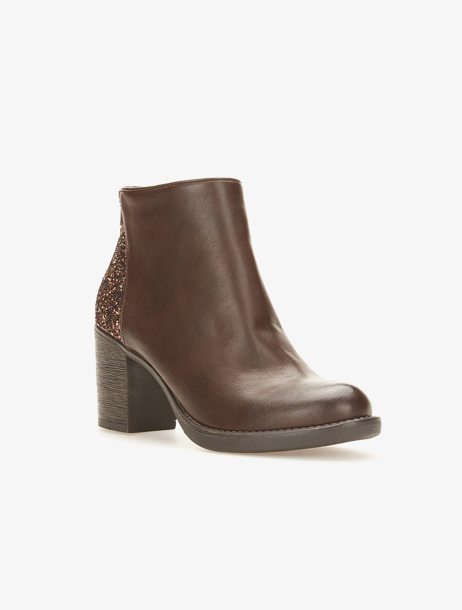 Bottines dos pailletés - Marron - 2