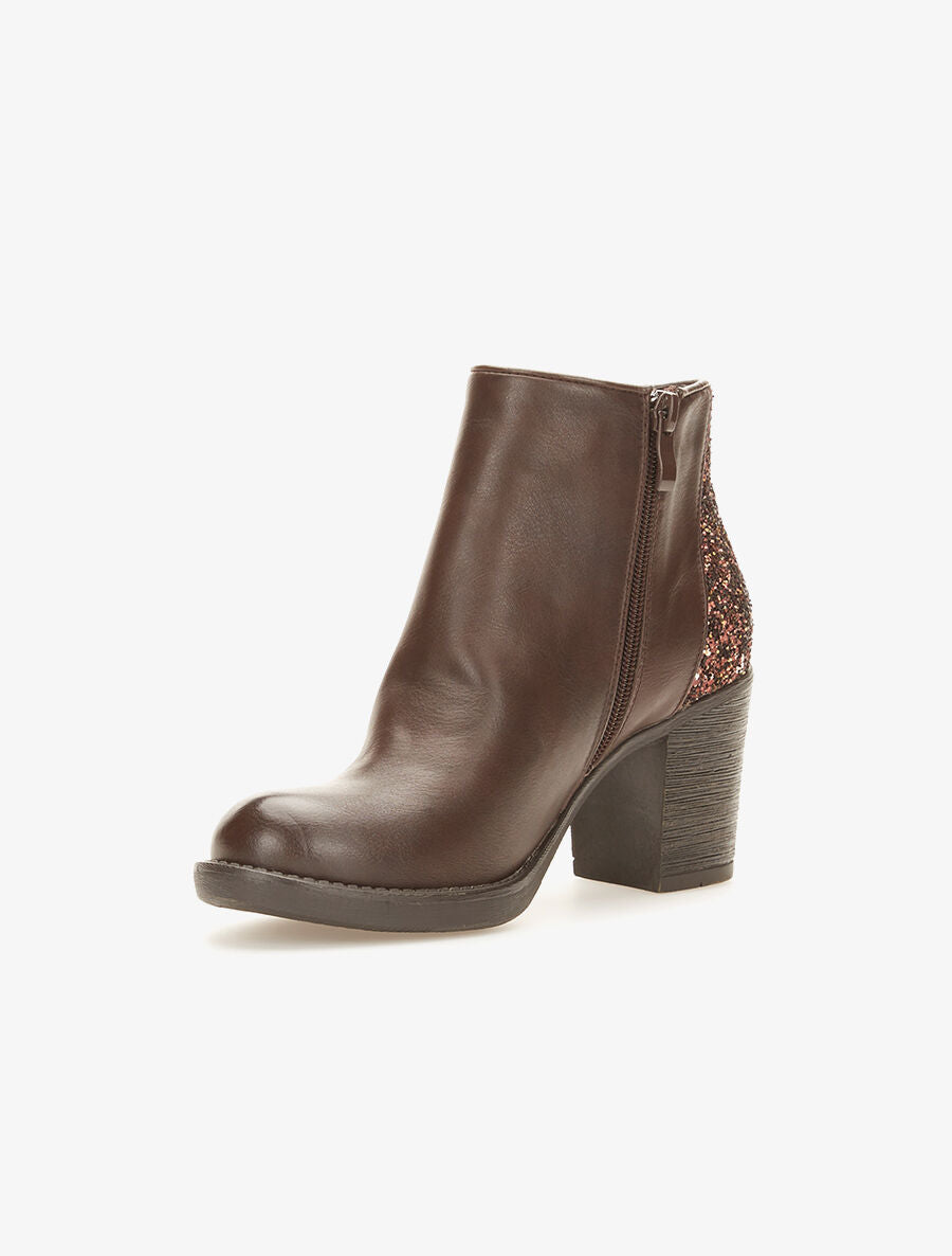 Bottines dos pailletés - Marron - 3