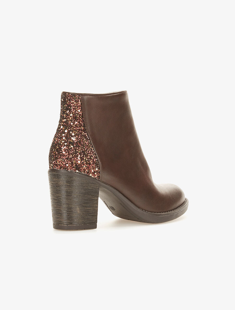 Bottines dos pailletés - Marron - 4