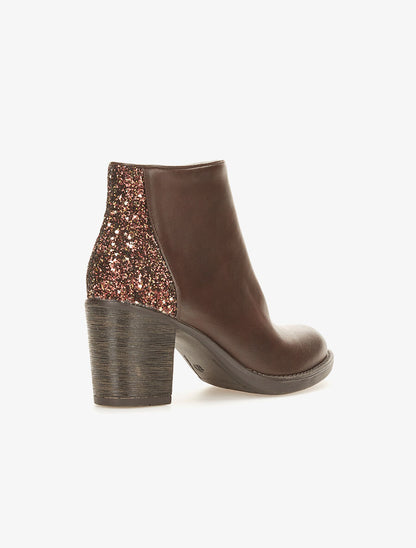 Bottines dos pailletés - Marron - 4