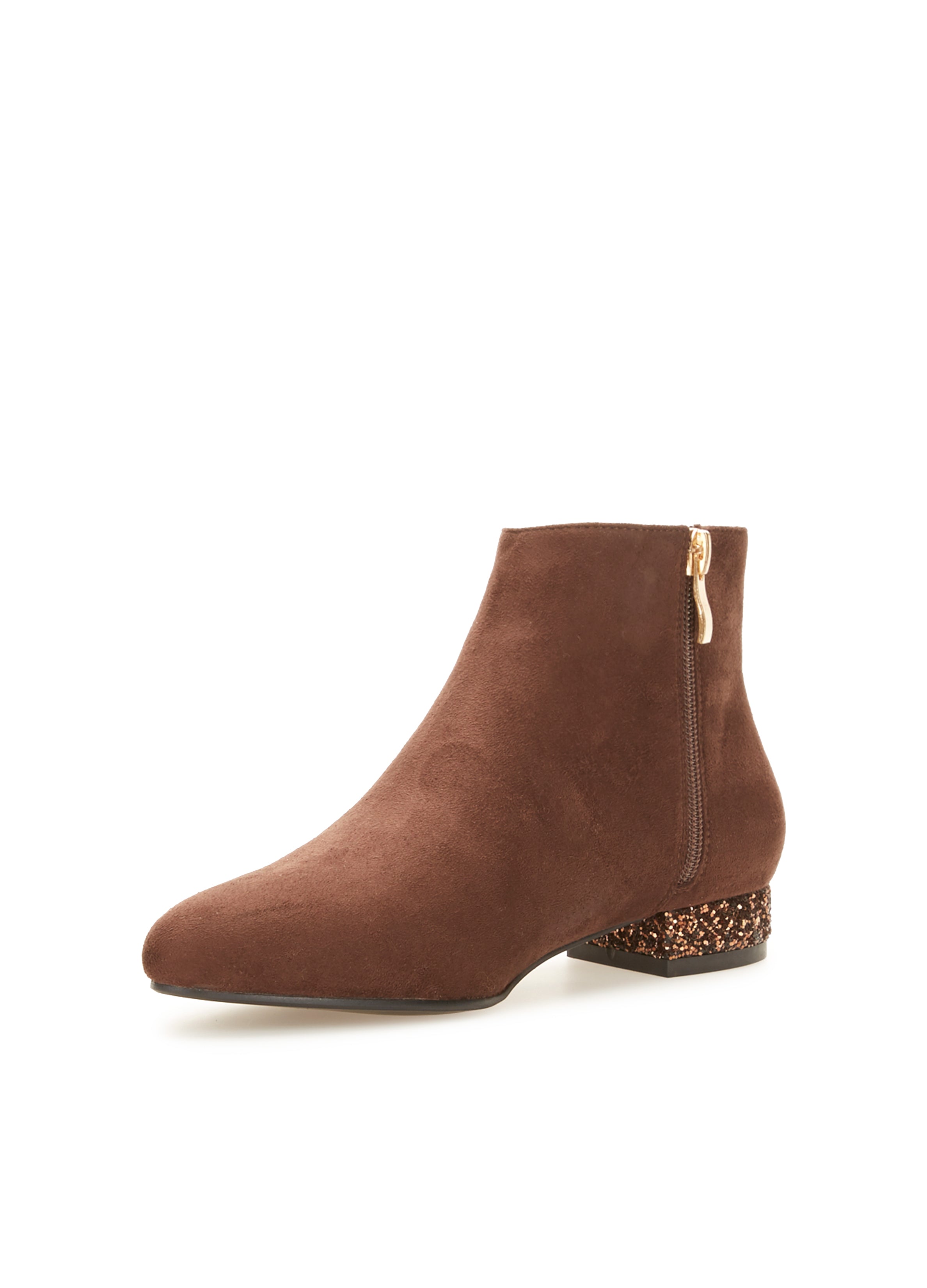 Bottines basses talons à paillettes - Marron - 3