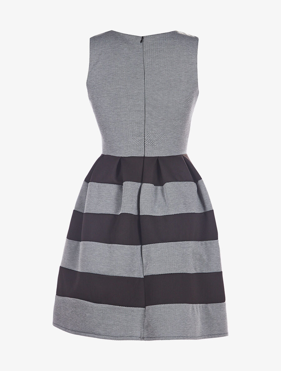 Robe bandes et mini zig-zag - gris - 2