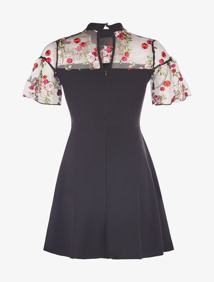Robe buste dentelle fleurie - noir - 2
