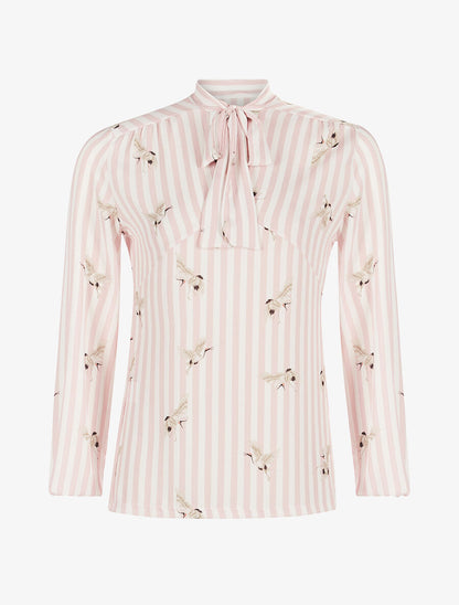Blouse motifs grues - rose - 1
