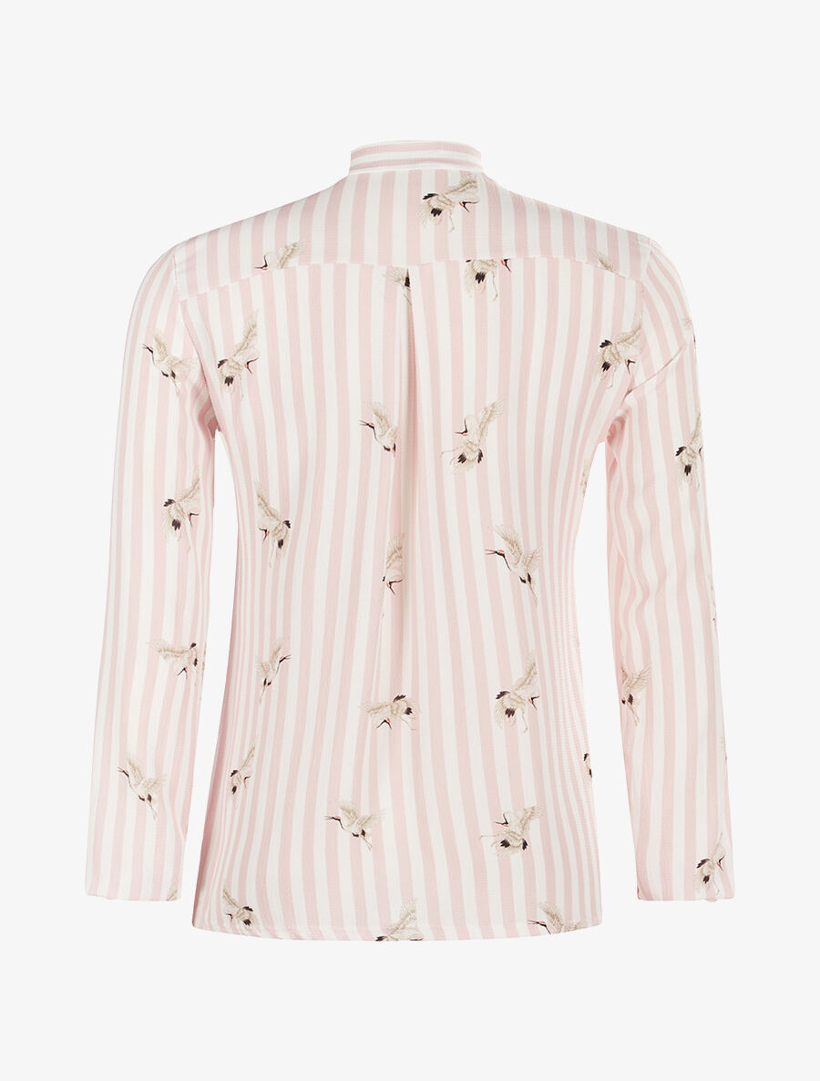 Blouse motifs grues - rose - 2