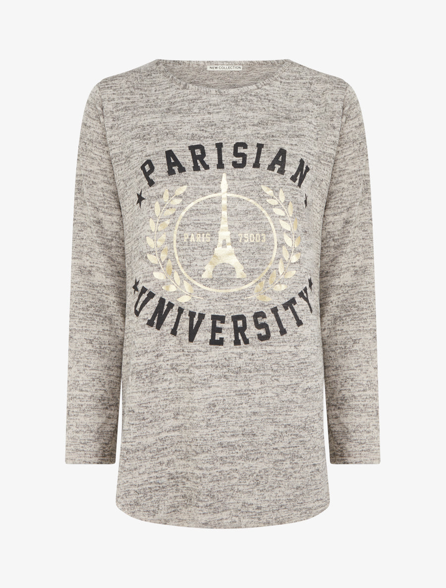 T-shirt ample Parisian University - Taupe - 1