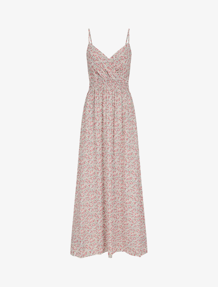 Robe longue à fines bretelles imprimé petites fleurs - Rose pâle - 1