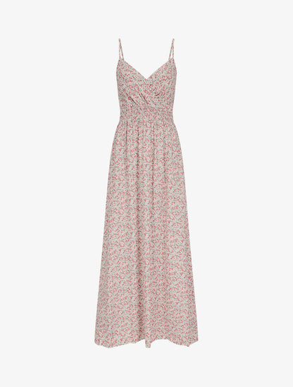 Robe longue à fines bretelles imprimé petites fleurs - Rose pâle - 1