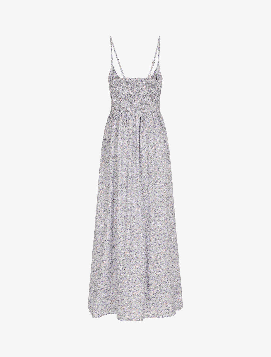 Robe longue à fines bretelles imprimé petites fleurs - Lilas - 2