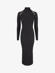 Robe pull à col roulé et épaules à détail boutons - Noir - 4