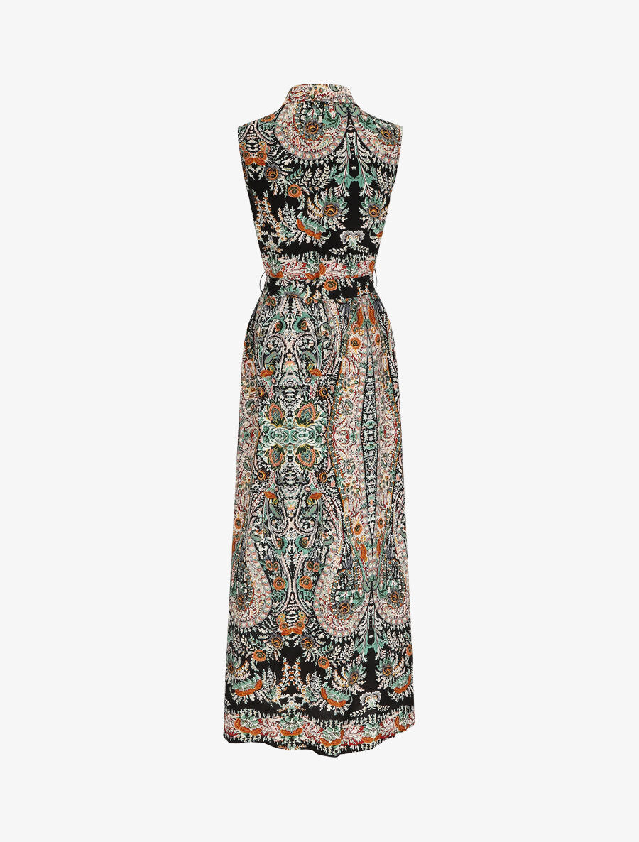 Robe chemise longue imprimé floral stylisé - Noir - 3