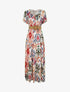 Robe longue à manches courtes élastiquées - Blanc - 1