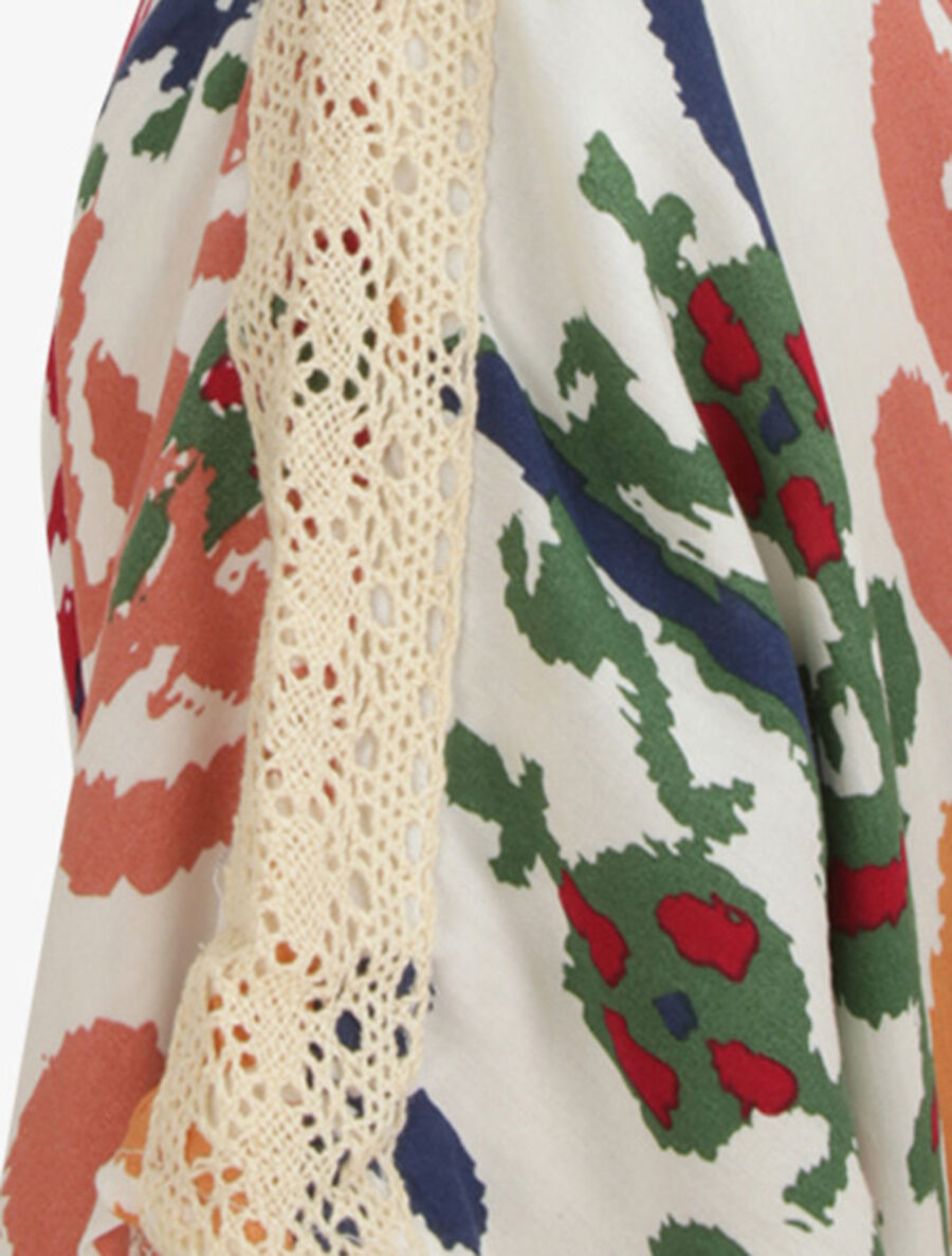 Robe longue droite à imprimé aztèque - Blanc - 3