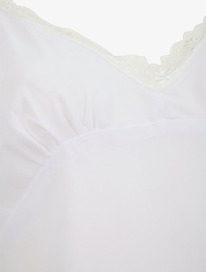 Caraco en voile à col dentelle - Blanc - 3