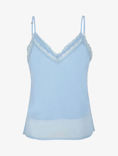 Caraco en voile à col dentelle - Bleu ciel - 2
